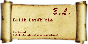 Bulik Letícia névjegykártya